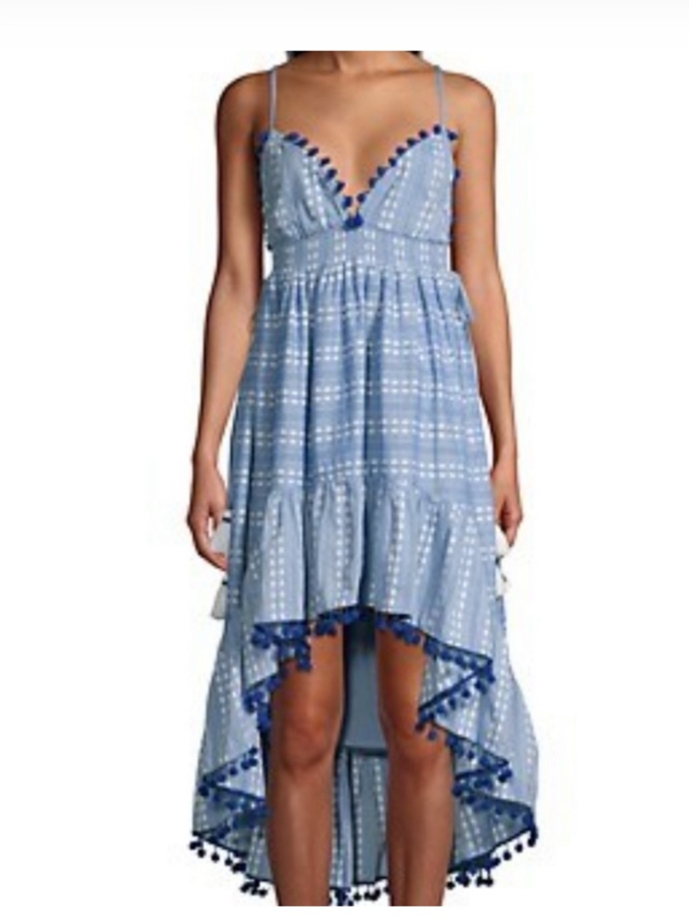 Tessora Nina High Low Tassel Pompons Midi‎ SunDress Women’s Sz XS
